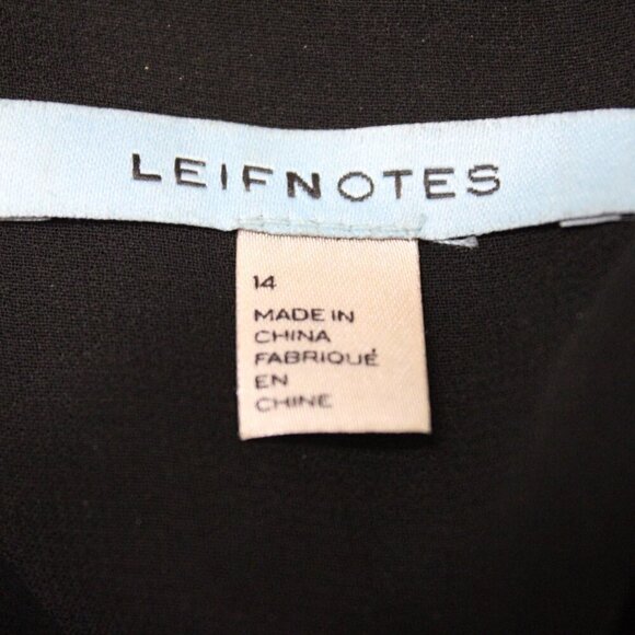 Anthropologie Leifnotes Dress Size 14 Black Blue White Sheath Empire Waist Midi - Picture 4 of 4